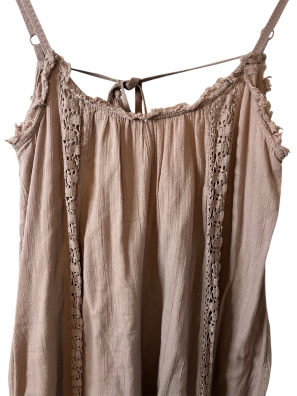 Aerie Dusty Rose CrochetTrim Maxi Dress Size XS 100% Cotton - Picture 6 of 10